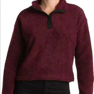 MARIKA Tyra Faux Teddy Fur Pullover Sweatshirt in Windsor Wine Size XL NWT